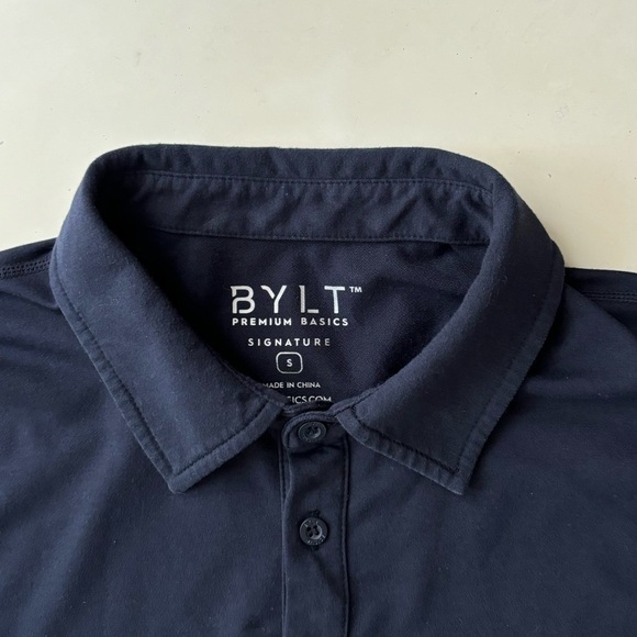 BYLT Basics Men’s Drop-Cut Lux Polo Shirt Size Small Navy Slim Fit - Picture 4 of 9